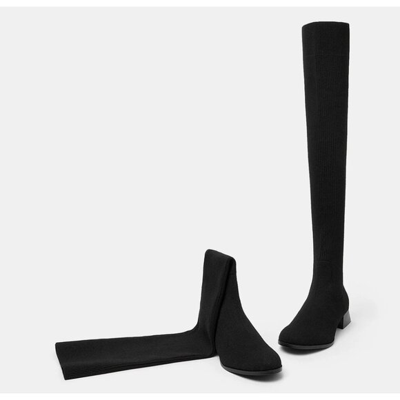 Vivaia Round-Toe Over-the-Knee Boots Black Size EU 42/US 10.5 - Picture 3 of 16